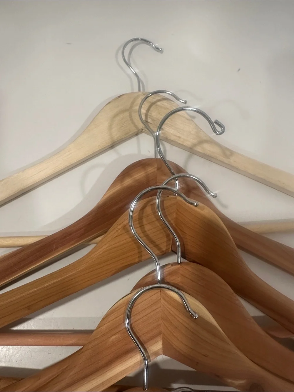 8 Wooden Hangers with Metal Hook - Natural Wood